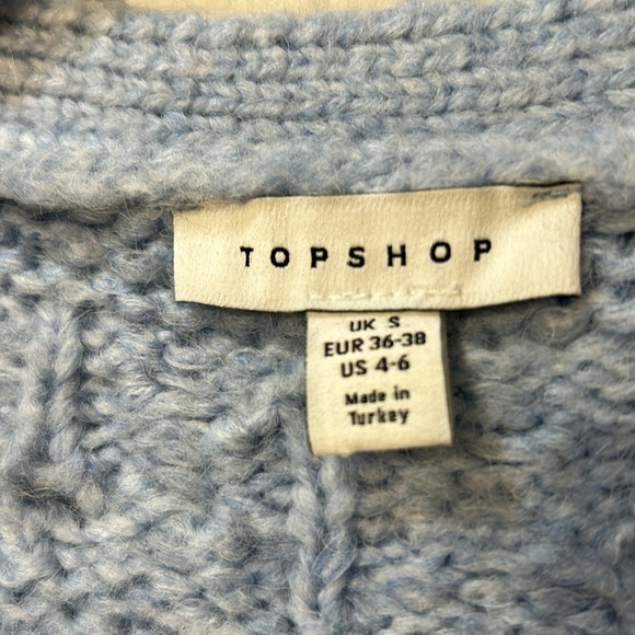 TOPSHOP WOMENS CROCHET CARDIGAN LONG SLEEVES LIGH BLUE Sz 4-6 - Picture 6 of 8